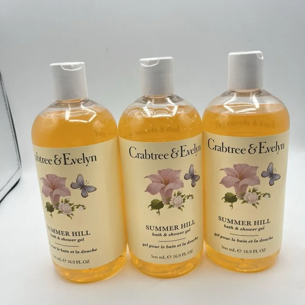 Crabtree & Evelyn Summer Hill Bath & Shower Gel 16.9 fl oz Lot of 3 ~New~